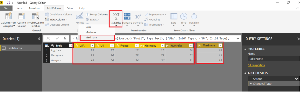 Finding the Column Name with Max or Min Value – Power BI & Excel are ...